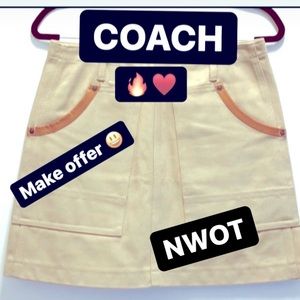 🔥COACH NWOT SZ 2 canvas leather mini skirt